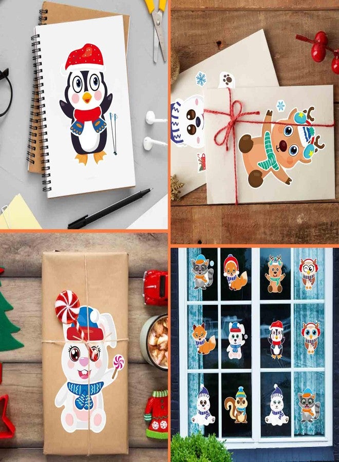 DUJAA 24 Sheets Winter Stickers for Kids Toddlers, Make-a-face Stickers Make Your Own Winter Animal Stickers, Winter Holiday Gifts Christmas Party Decorations Supplies - Image 5